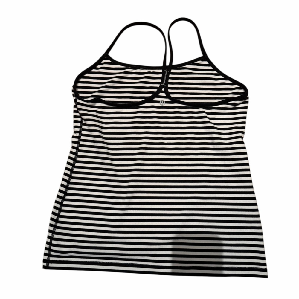 Lululemon race back Black and White Striped Tank Top size 10